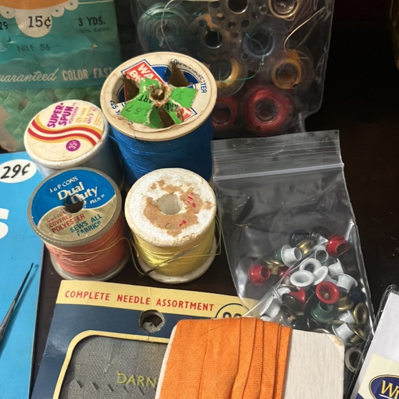 Vintage Sewing Notions & Thread Lot with Lace, 1962 Crochet for Babies Booklet - Picture 8 of 15